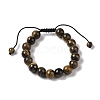 10mm Round Natural Tiger Iron Braided Bead Bracelets BJEW-C067-01C-04-2