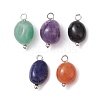 5Pcs 5 Styles Natural Mixed Tumbled Stone Nuggets Charms with Brass Loops PALLOY-JF02523-S-1