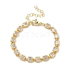 Square Brass Pave Cubic Zirconia Link Chain Bracelets for Women BJEW-P385-04G-07-1