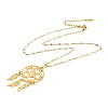 Woven Net/Web with Feather 304 Stainless Steel Boho Pendant Necklaces for Women NJEW-G087-04G-3