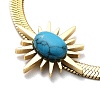 Synthetic Turquoise Star & Rhinestone Round Link Bracelet with Herringbone Chains NJEW-C012-03G-2