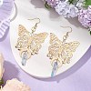 Natural Quartz Crystal & Iron & Brass Dangle Earrings EJEW-TA00588-2