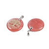 Cherry Quartz Glass Flat Round Pendants G-Q188-01P-05-2