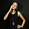 Rhombus Alloy Pendant Black Waxed Cord Necklaces for Women FS-WG0E821-01-2