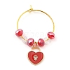 Valentine's Day Theme Heart Alloy Enamel Wine Glass Charms AJEW-JO00195-4