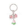 6Pcs Glass Butterfly Flower Keychain KEYC-JKC01111-4