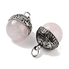 Natural Rose Quartz Sphere Pendants G-Q163-07AS-01-2