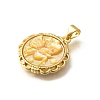 Brass with Natural Shell Carved Pendants KK-Z091-07G-03-2