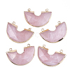 Electroplate Natural Rose Quartz Semi Circle Pendants G-S344-42G-1