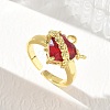 Brass & Glass Cuff Open Rings for Women KK-CBA760A-01A-G-2