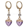 Heart Natural Mixed Gemstone Dangle Leverback Earrings EJEW-JE05470-4
