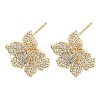 Brass with Cubic Zirconia Stud Earring EJEW-B035-46KCG-1