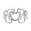 Non-Tarnish 304 Stainless Steel Heart Open Cuff Ring RJEW-T023-57P-1