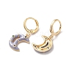 Crescent Moon Real 18K Gold Plated Brass Dangle Leverback Earrings EJEW-L268-031G-02-2