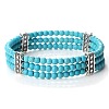 Round Synthetic Turquoise & Alloy Multi-Strand Beaded Stretch Bracelets for Women Men GQ0306-9-1