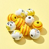 10Pcs 4 Styles Printed Natural Wood European Beads WOOD-FS0001-16-2