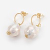 Baroque Pearl Keshi Pearl Dangle Earrings EJEW-JE02835-1