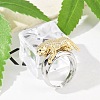 Brass Micro Pave Clear Cubic Zirconia Cuff Rings for Women Men RJEW-Z080-02GP-02-3