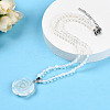 Opalite 4.5mm Round Beaded Flower Pendant Necklaces NJEW-T016-04A-1