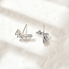 Brass Micro Pave Clear Cubic Zirconia Stud Earrings EJEW-R016-26P-06-3