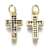 Brass Micro Pave Colorful Cubic Zirconia Tiny Cross Charms ZIRC-N039-092-NF-2