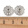 Rack Plating Flower Brass Micro Pave Clear Cubic Zirconia Bead Caps KK-U030-12P-2