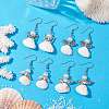 Angel Spiral Shell & Glass Pearl Dangle Earrings EJEW-JE05838-2
