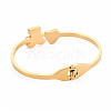 Ion Plating(IP) Rhinestone Bear & Heart Bangle BJEW-N017-012LG-2