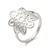 Non-Tarnish 304 Stainless Steel Hollow Flower Adjustable Ring for Women RJEW-M149-09P-3