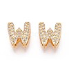 Brass Micro Pave Clear Cubic Zirconia Beads KK-T071-17G-W-1