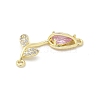 Brass Pearl Pink & Clear Cubic Zirconia Connector Charms KK-G520-01G-2