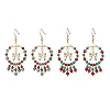 2 Pairs 2 Colors Christmas Themed Handmade Glass Seed Beads Dangle Earrings EJEW-MZ00488-2