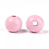 Spray Painted Round Natural Schima Wood Beads WOOD-A018-12mm-05-2
