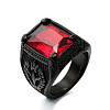 316L Stainless Steel & Cubic Zirconia Men's Vintage Carved Finger Rings FS-WG82D33-58-1