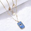 304 Stainless Steel Enamel Eye Moon Star Pendant Double Layer Necklaces for Women STAS-Z105-02G-3