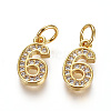 Brass Micro Pave Clear Cubic Zirconia Charms ZIRC-L092-06-G-1