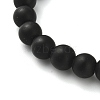 Synthetic Black Stone Round Beaded Stretch Bracelets BJEW-F479-01P-3