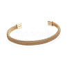 Alloy Mesh Chain Open Cuff Bangle for Women BJEW-S118-141G-1