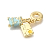 Brass Enamel European Dangle Charms KK-R002-22G-03-2