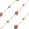 Natural Rhodochrosite & 304 Stainless Steel Beads Link Chains CHS-K021-08A-03-1