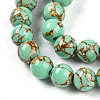 Synthetic Gold Line Turquoise Beads Strands G-A255-A03-02B-3