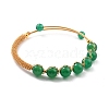 Natural Green Agate Beaded Cuff Bangle BJEW-A122-02C-1