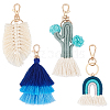 WADORN 4Pcs 4 Style Weaving Tassel Cotton Pendant Decorations KEYC-WR0001-47B-1