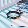Round Natural & Synthetic Mixed Gemstone Braided Bead Bracelet BJEW-TA00131-2
