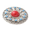 Alloy Pave Dyed Red Synthetic Turquoise Flat Round Multi-Strand Links FIND-M052-03P-NR-2