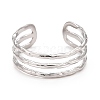 Non-Tarnish 304 Stainless Steel Triple Line Open Cuff Ring for Women X-RJEW-C025-12P-3