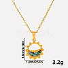 Stylish 304 Stainless Steel Pave Natural Paua Shell Crescent Moon Sun Pendant Necklaces BR0389-3-5