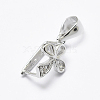 Anti-Tarnish Rhodium Plated 925 Sterling Silver Micro Pave Cubic Zirconia Pendant Bails X-STER-P034-57P-3