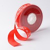 Merry Christmas with Snowflake Polyester Grosgrain Ribbon for Christmas SRIB-K002-25mm-G01-1