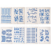 BENECREAT 8 Sheets 8 Style Paper Ceramic Decals DIY-BC0006-35-1